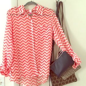 Coral button up blouse